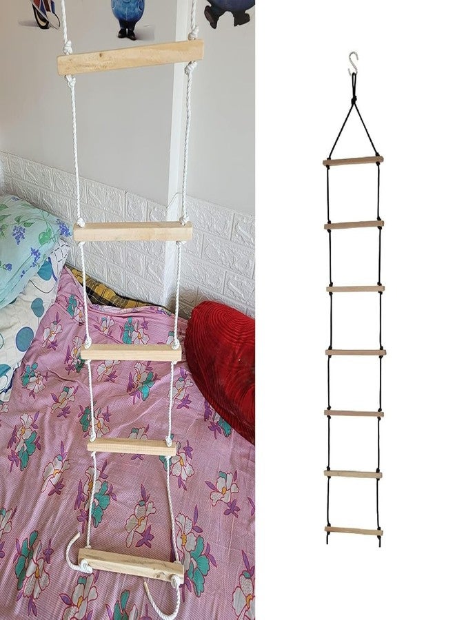 Keebori Rope Climbing Ladder Indoor/Outdoor for Kids, Climbing Ladder for Kids, Wooden Ladder for Kids for Physical Activity, Indoor Outdoor Games for Kids (Black Rope) - Image 5